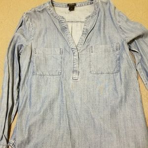 Ann Taylor Linen blend denim top